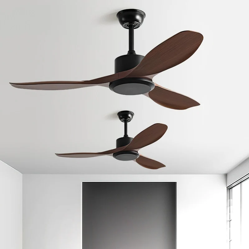 Minimalistische Plafondventilator Hout 106-132cm Met Afstandsbediening 5 Snelheden Omkeerbaar Koper Motor AC 110-240V | Sansoti