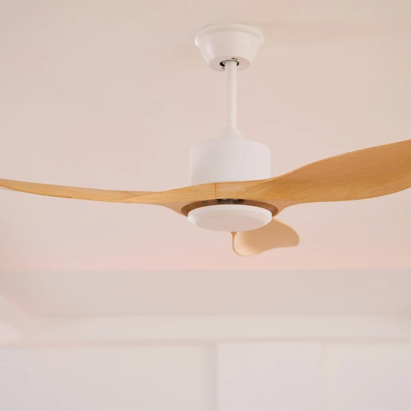 Minimalistische Plafondventilator Hout 106-132cm Met Afstandsbediening 5 Snelheden Omkeerbaar Koper Motor AC 110-240V | Sansoti