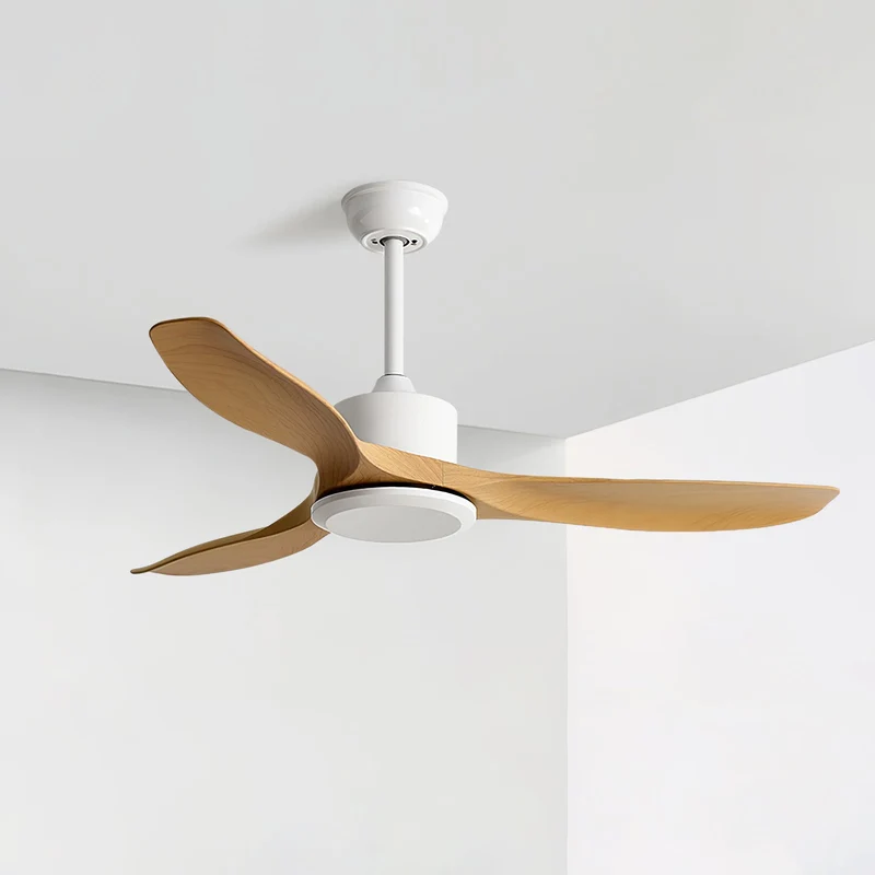 Minimalistische Plafondventilator Hout 106-132cm Met Afstandsbediening 5 Snelheden Omkeerbaar Koper Motor AC 110-240V | Sansoti