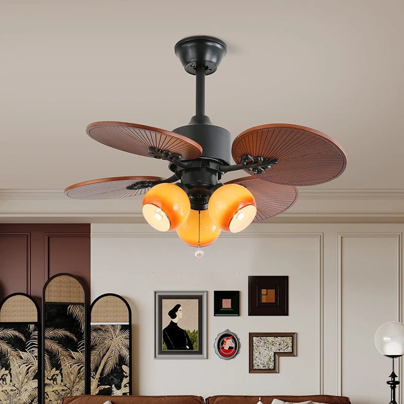 Tropische Plafondventilator met Glazen Lampenkap - Stille Kamerventilator 6-snelheden Afstandsbediening | Sansoti