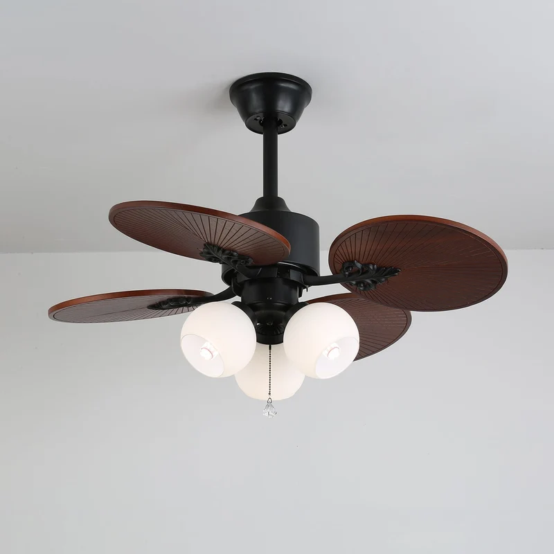 Tropische Plafondventilator met Glazen Lampenkap - Stille Kamerventilator 6-snelheden Afstandsbediening | Sansoti