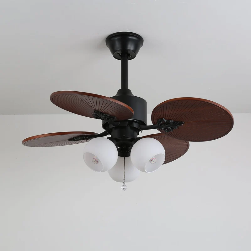 Tropische Plafondventilator met Glazen Lampenkap - Stille Kamerventilator 6-snelheden Afstandsbediening | Sansoti