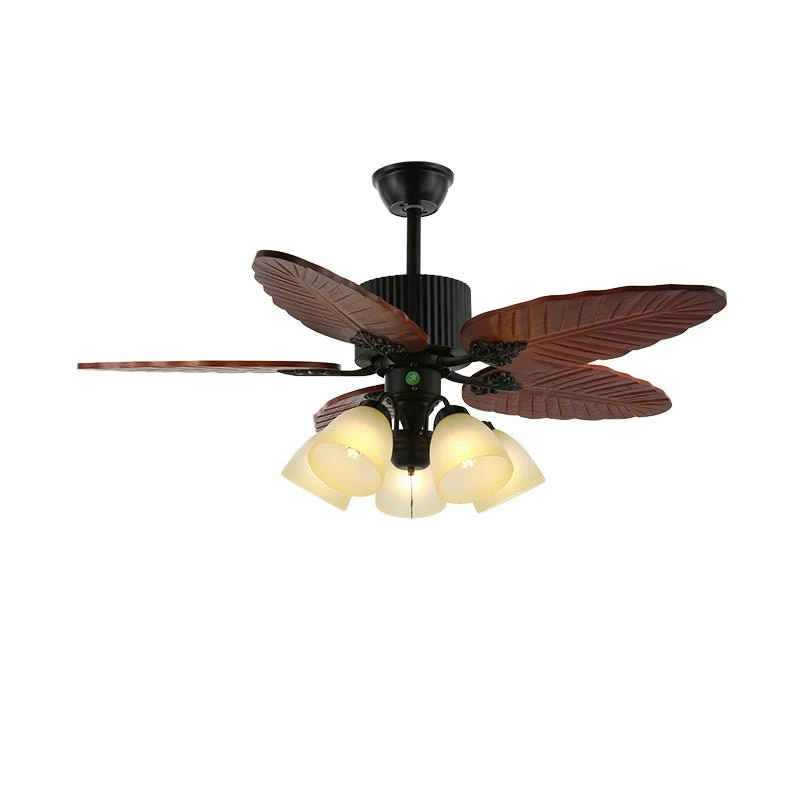 Tropische Plafondventilator met Verlichting en Afstandsbediening – Natuurlijk Design met Glazen Kap | Sansoti