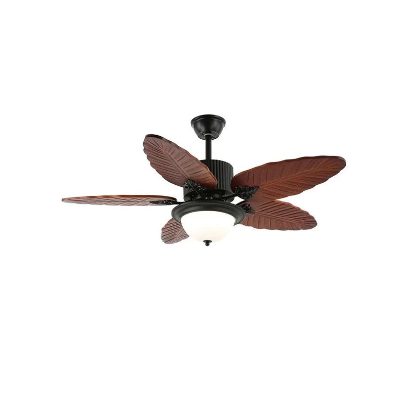 Tropische Plafondventilator met Verlichting en Afstandsbediening – Natuurlijk Design met Glazen Kap | Sansoti