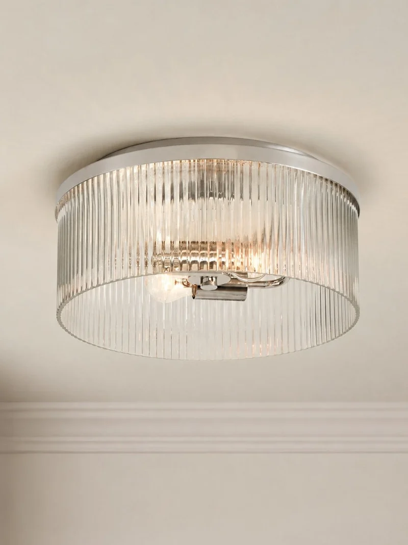 Geribbelde Glazen Plafondlamp Modern Laagbouw Ontwerp Slaapkamer Woonkamer Gang | Sansoti