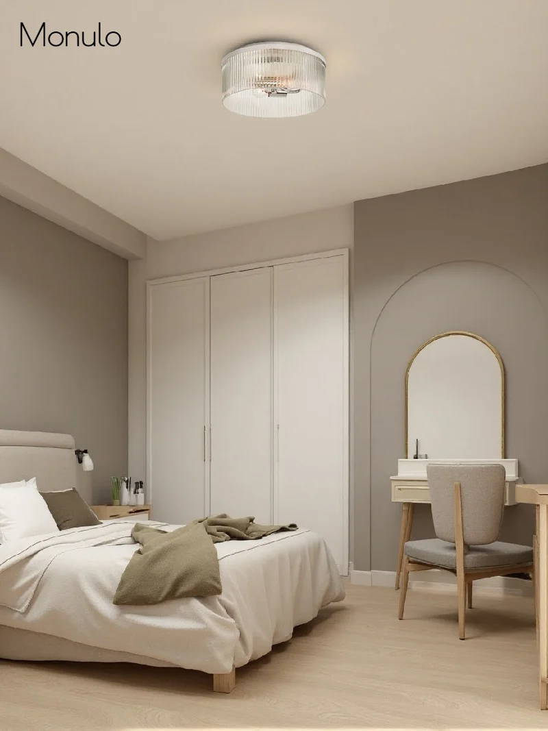 Geribbelde Glazen Plafondlamp Modern Laagbouw Ontwerp Slaapkamer Woonkamer Gang | Sansoti