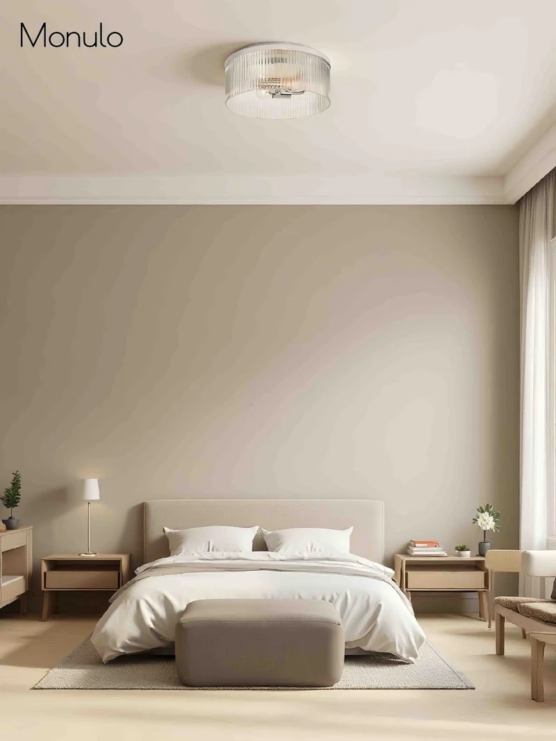 Geribbelde Glazen Plafondlamp Modern Laagbouw Ontwerp Slaapkamer Woonkamer Gang | Sansoti