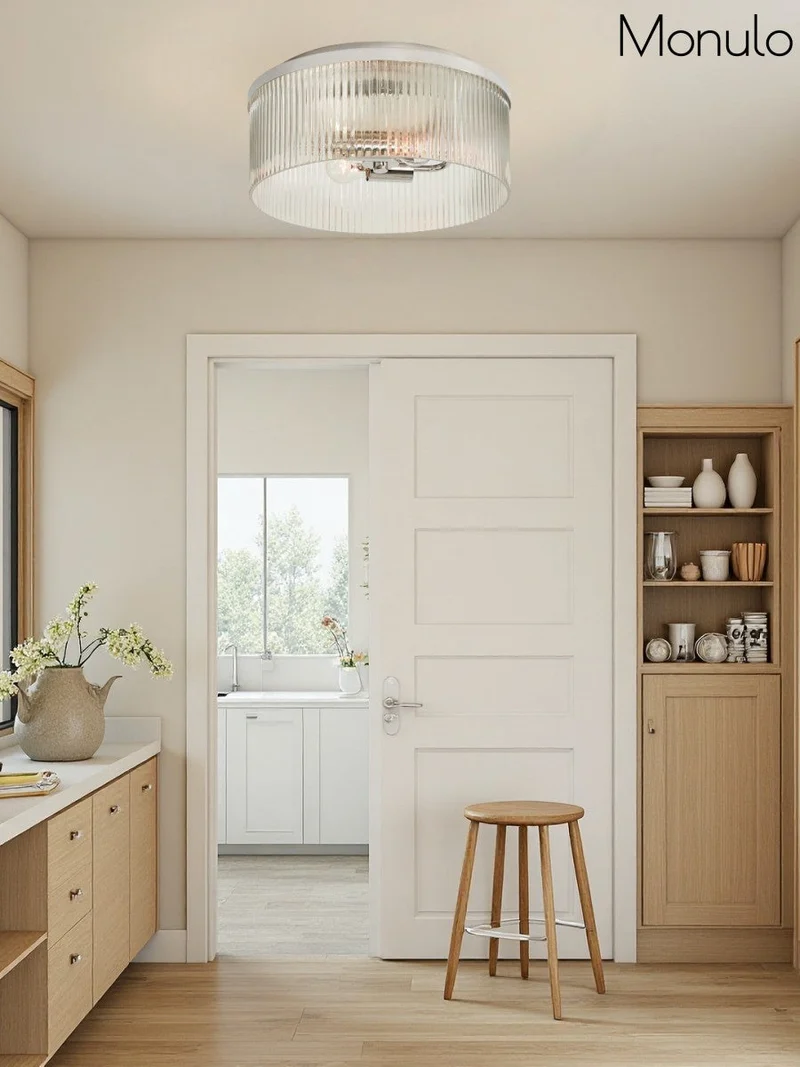 Geribbelde Glazen Plafondlamp Modern Laagbouw Ontwerp Slaapkamer Woonkamer Gang | Sansoti