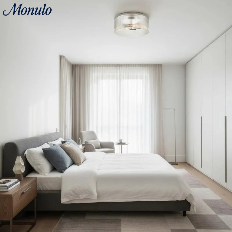 Geribbelde Glazen Plafondlamp Modern Laagbouw Ontwerp Slaapkamer Woonkamer Gang | Sansoti