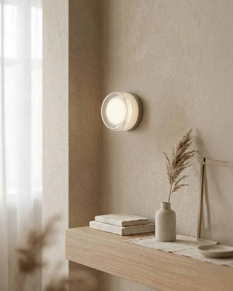 Minimalistische LED-Wandlamp Rond Aluminium Acryl Diffuus Licht Warm Wit Modern Design Compact Slaapkamer Gang Accentverlichting | Sansoti
