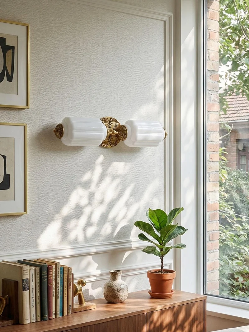 Vintage Glazen Wandlamp Horizontaal Model Eloise Lichtbron voor Woonkamer en Gang | Sansoti