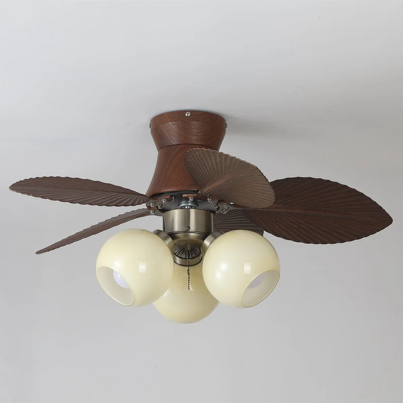 Plafondventilator met Verlichting Eikenfinish ø80cm Dimbaar Afstandsbediening 6 Snelheden Interieur Moderne Ventilator met Verlichtingskap Beige | Sansoti