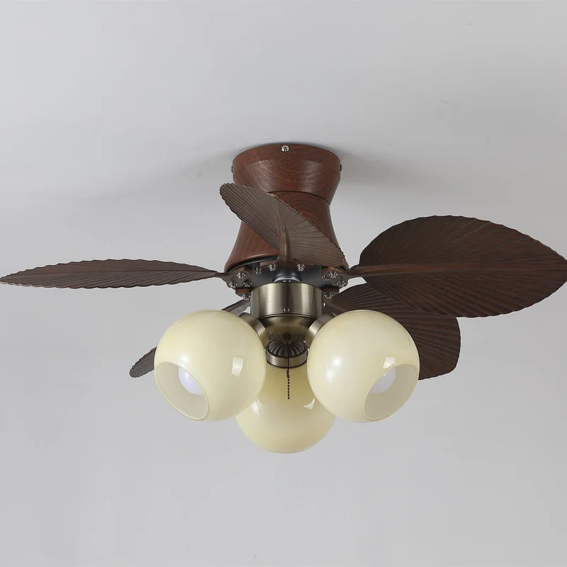 Plafondventilator met Verlichting Eikenfinish ø80cm Dimbaar Afstandsbediening 6 Snelheden Interieur Moderne Ventilator met Verlichtingskap Beige | Sansoti