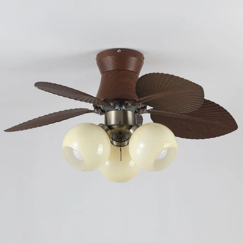 Plafondventilator met Verlichting Eikenfinish ø80cm Dimbaar Afstandsbediening 6 Snelheden Interieur Moderne Ventilator met Verlichtingskap Beige | Sansoti