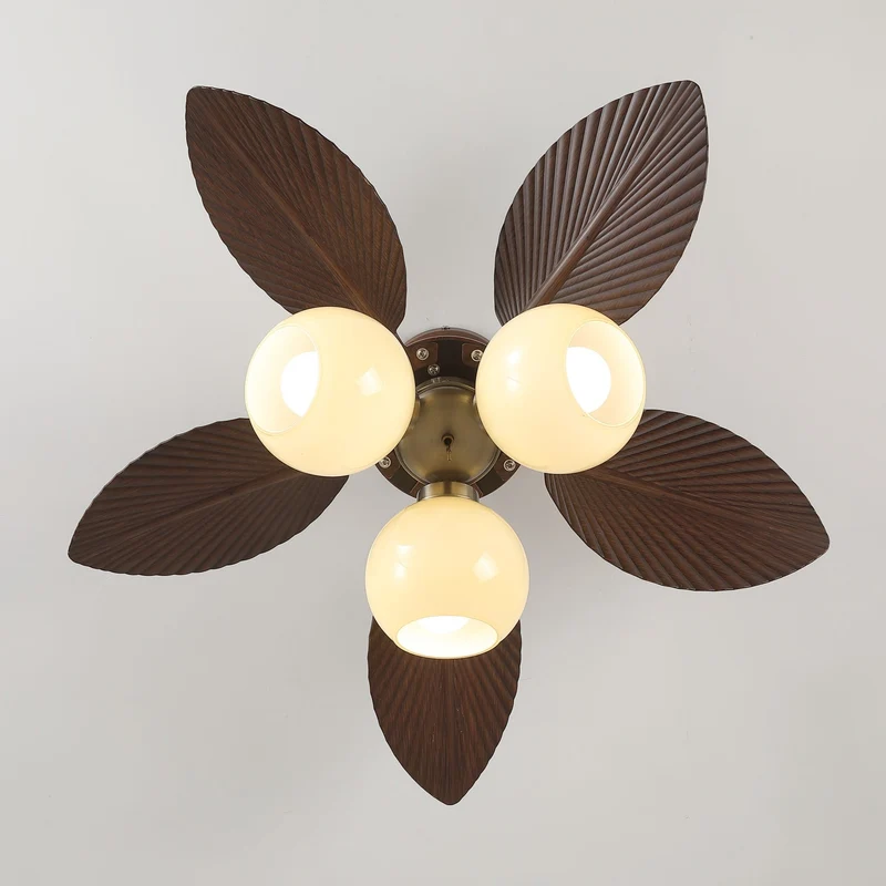 Plafondventilator met Verlichting Eikenfinish ø80cm Dimbaar Afstandsbediening 6 Snelheden Interieur Moderne Ventilator met Verlichtingskap Beige | Sansoti
