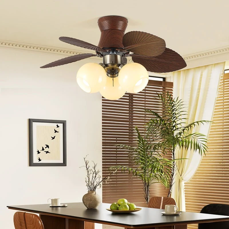 Plafondventilator met Verlichting Eikenfinish ø80cm Dimbaar Afstandsbediening 6 Snelheden Interieur Moderne Ventilator met Verlichtingskap Beige | Sansoti