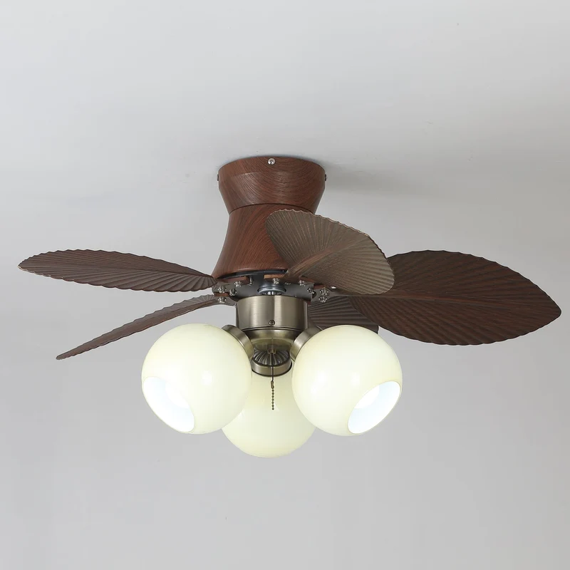 Plafondventilator met Verlichting Eikenfinish ø80cm Dimbaar Afstandsbediening 6 Snelheden Interieur Moderne Ventilator met Verlichtingskap Beige | Sansoti
