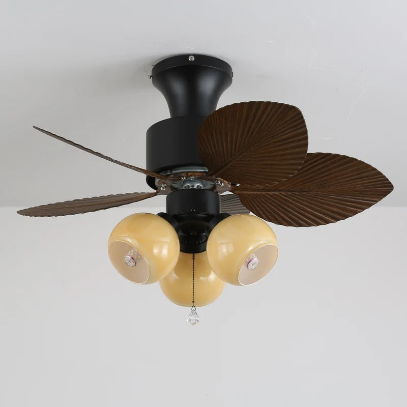 Plafondventilator met Verlichting Vintage Houtlook – Afmetingen Ø80×30 cm Scandinavisch Design voor Woonkamer Slaapkamer Natuurlijk Interieur | Sansoti