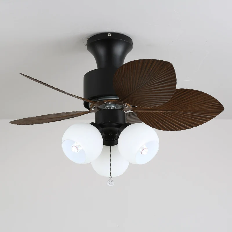 Plafondventilator met Verlichting Vintage Houtlook – Afmetingen Ø80×30 cm Scandinavisch Design voor Woonkamer Slaapkamer Natuurlijk Interieur | Sansoti