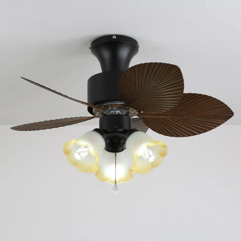 Plafondventilator met Verlichting Vintage Houtlook – Afmetingen Ø80×30 cm Scandinavisch Design voor Woonkamer Slaapkamer Natuurlijk Interieur | Sansoti
