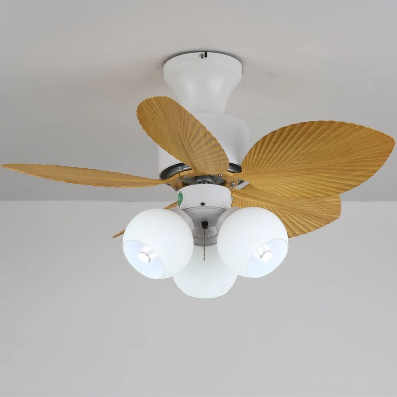 Plafondventilator met Verlichting Vintage Houtlook – Afmetingen Ø80×30 cm Scandinavisch Design voor Woonkamer Slaapkamer Natuurlijk Interieur | Sansoti