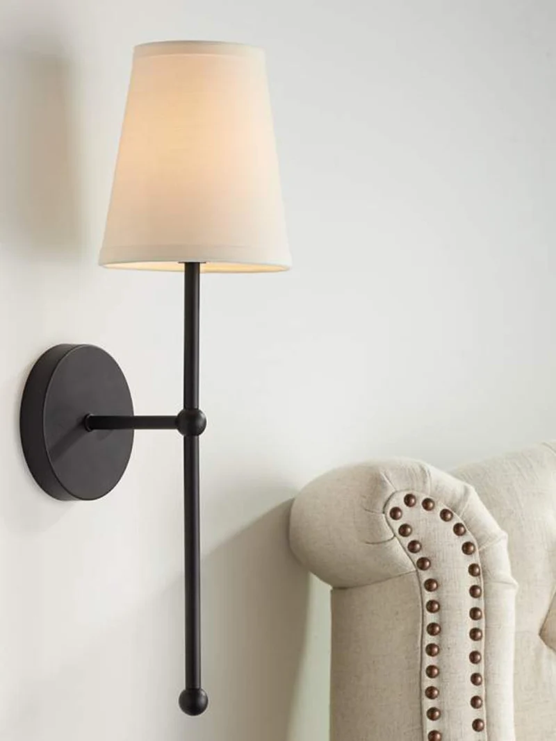 Rowan Wandlamp Messing Stoffen Kap Scandinavische Woonkamer Slaapkamer Verlichting 15x53cm | Sansoti