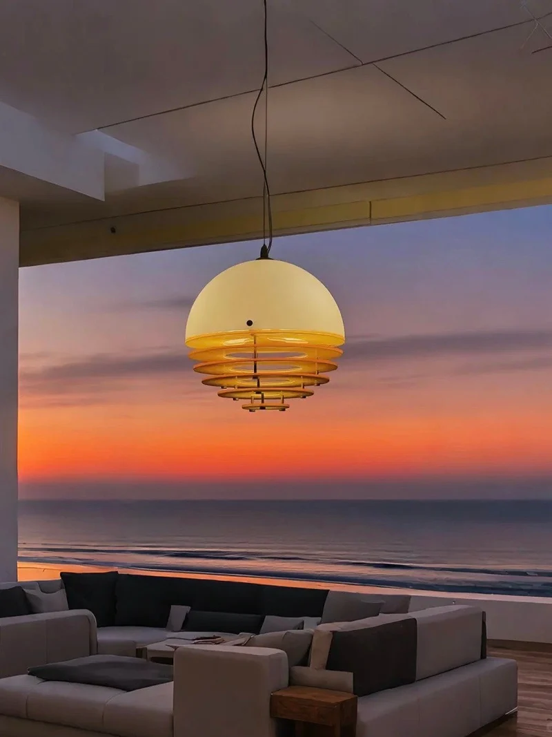 Stijlvolle Hanglamp Bauhaus Design Oranje-Wit Sfeerverlichting voor Moderne Interieurs | Sansoti