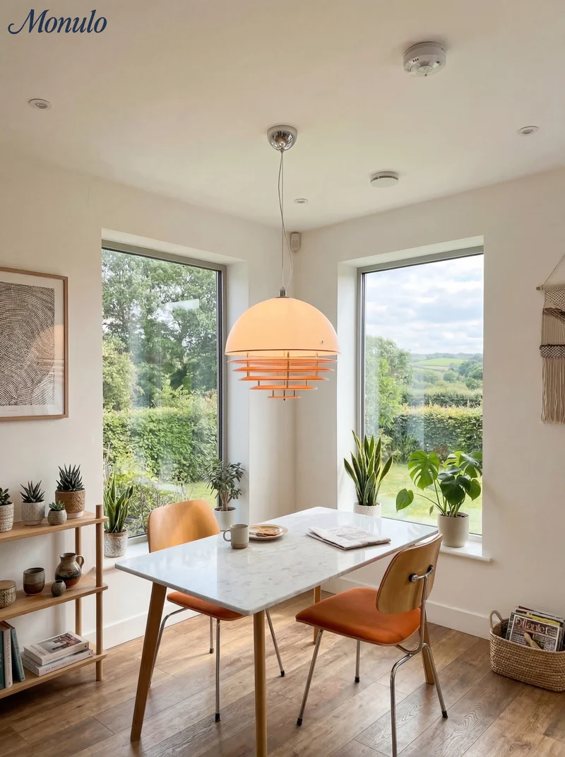 Stijlvolle Hanglamp Bauhaus Design Oranje-Wit Sfeerverlichting voor Moderne Interieurs | Sansoti