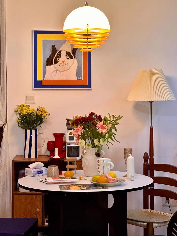 Stijlvolle Hanglamp Bauhaus Design Oranje-Wit Sfeerverlichting voor Moderne Interieurs | Sansoti