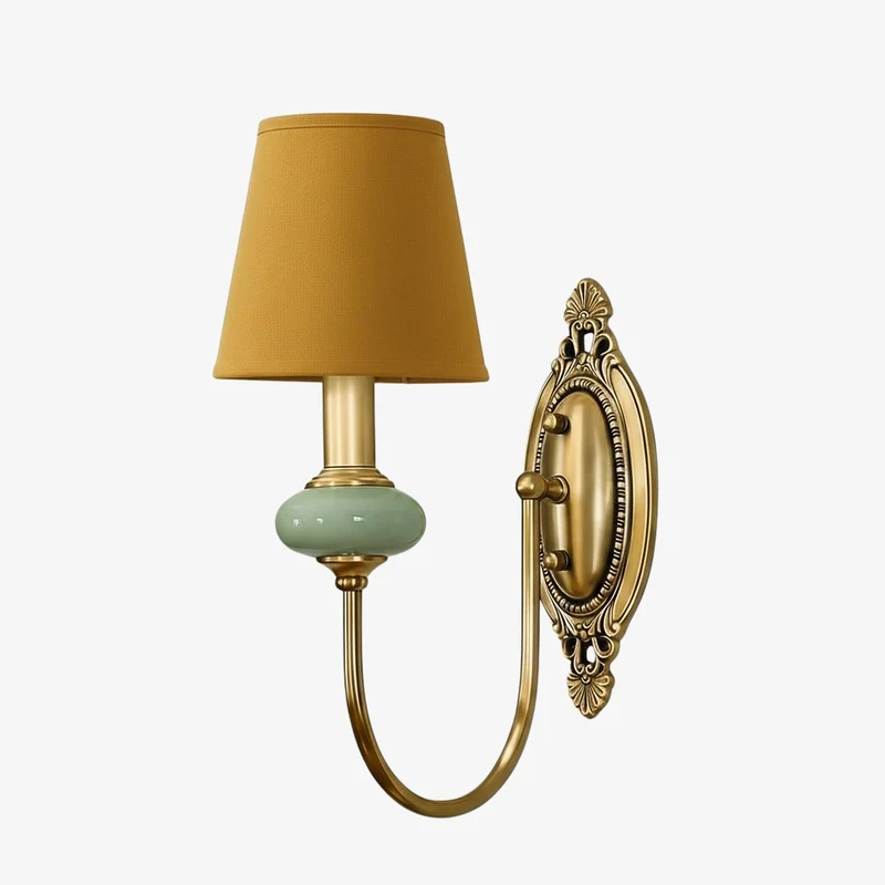 Keramische wandlamp met stoffen kap - 1 of 2 lichtpunten - E27 - diverse kleuren & stijlen | Sansoti