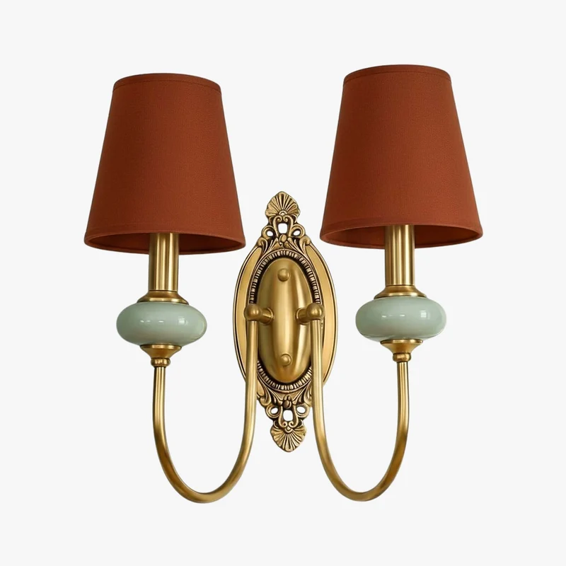 Keramische wandlamp met stoffen kap - 1 of 2 lichtpunten - E27 - diverse kleuren & stijlen | Sansoti