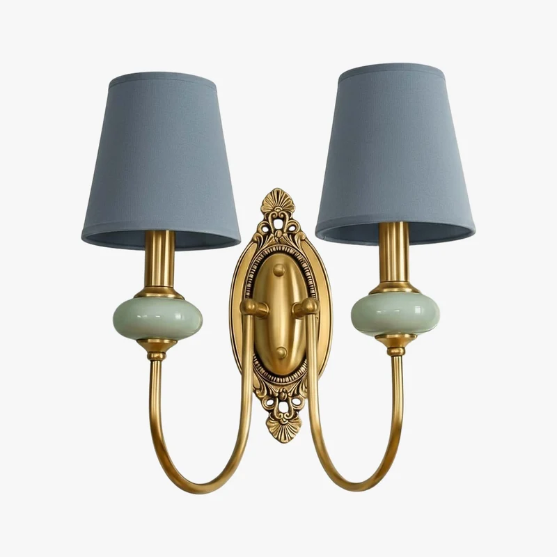 Keramische wandlamp met stoffen kap - 1 of 2 lichtpunten - E27 - diverse kleuren & stijlen | Sansoti
