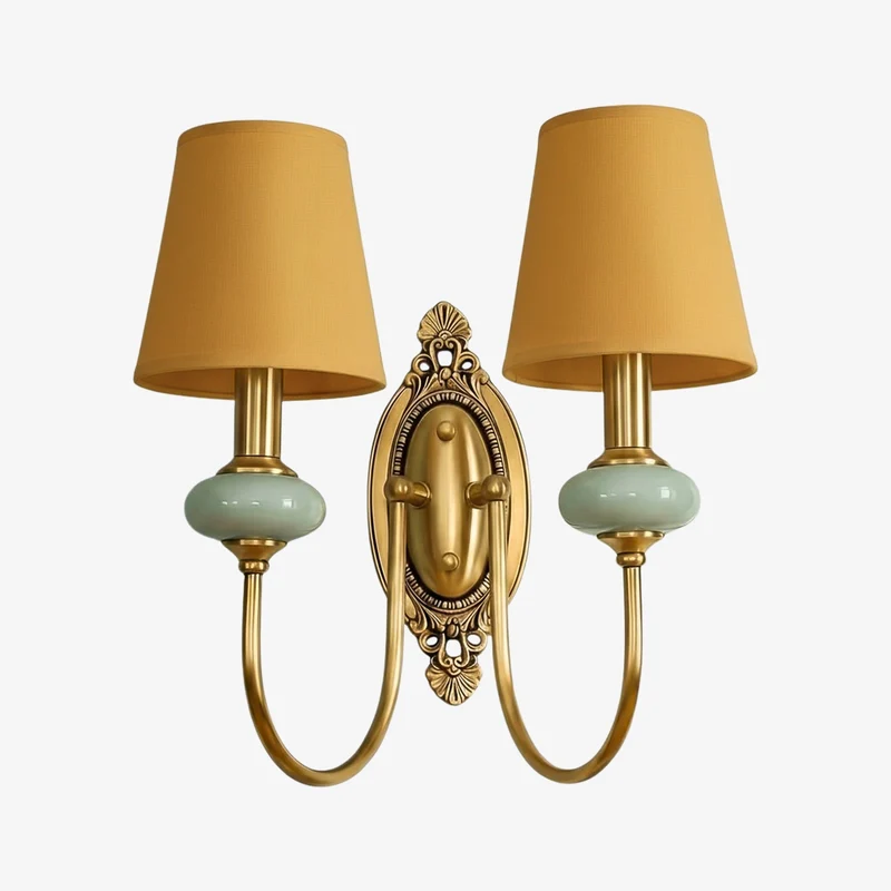 Keramische wandlamp met stoffen kap - 1 of 2 lichtpunten - E27 - diverse kleuren & stijlen | Sansoti