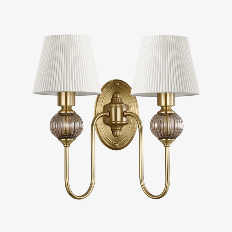 Keramische wandlamp met stoffen kap - 1 of 2 lichtpunten - E27 - diverse kleuren & stijlen | Sansoti
