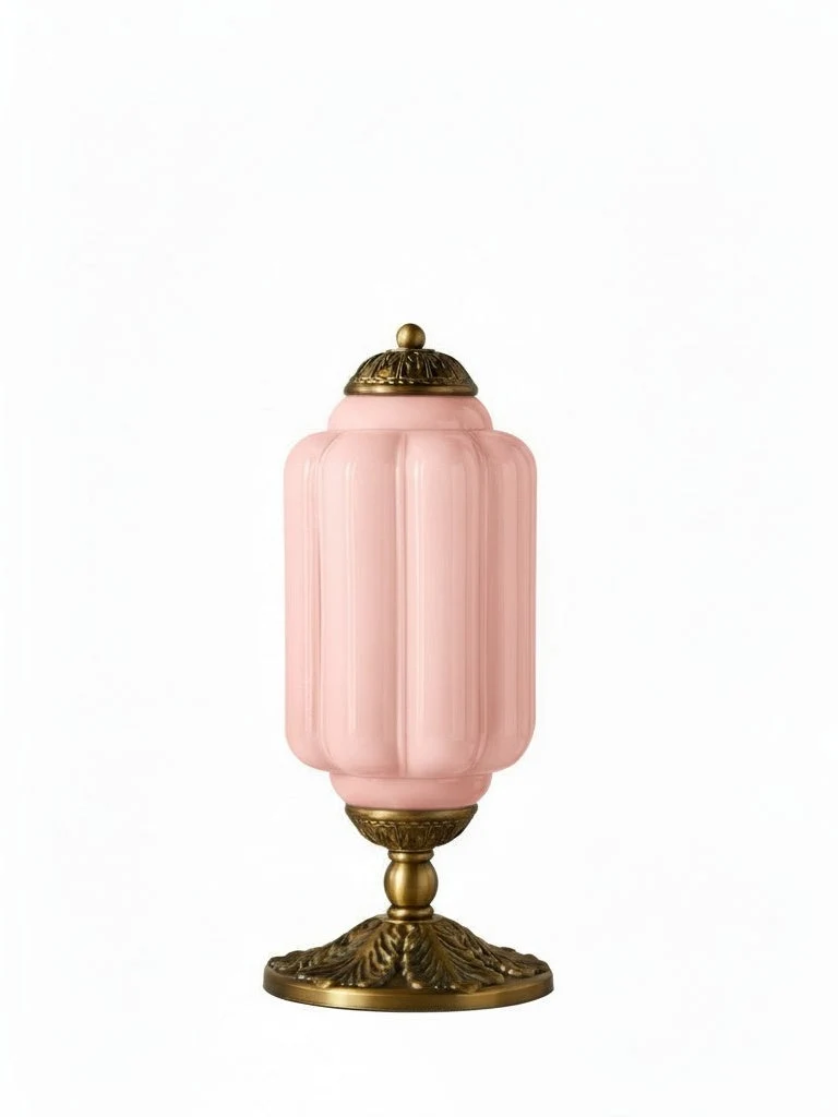 Vintage Glazen Tafellamp met Messing of Zwarte Afwerking | Sansoti