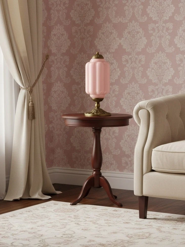Vintage Glazen Tafellamp met Messing of Zwarte Afwerking | Sansoti