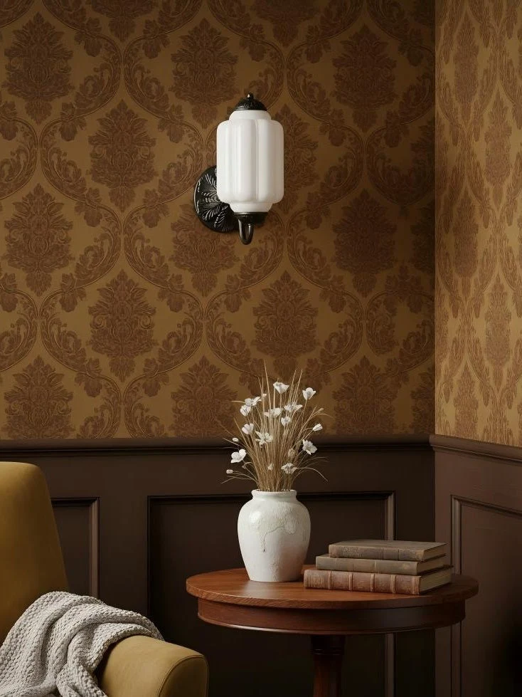 Melkglazen Wandlamp Eloise voor Hal en Slaapkamer | Vintage Wandverlichting met Melkwit Glas | Sansoti
