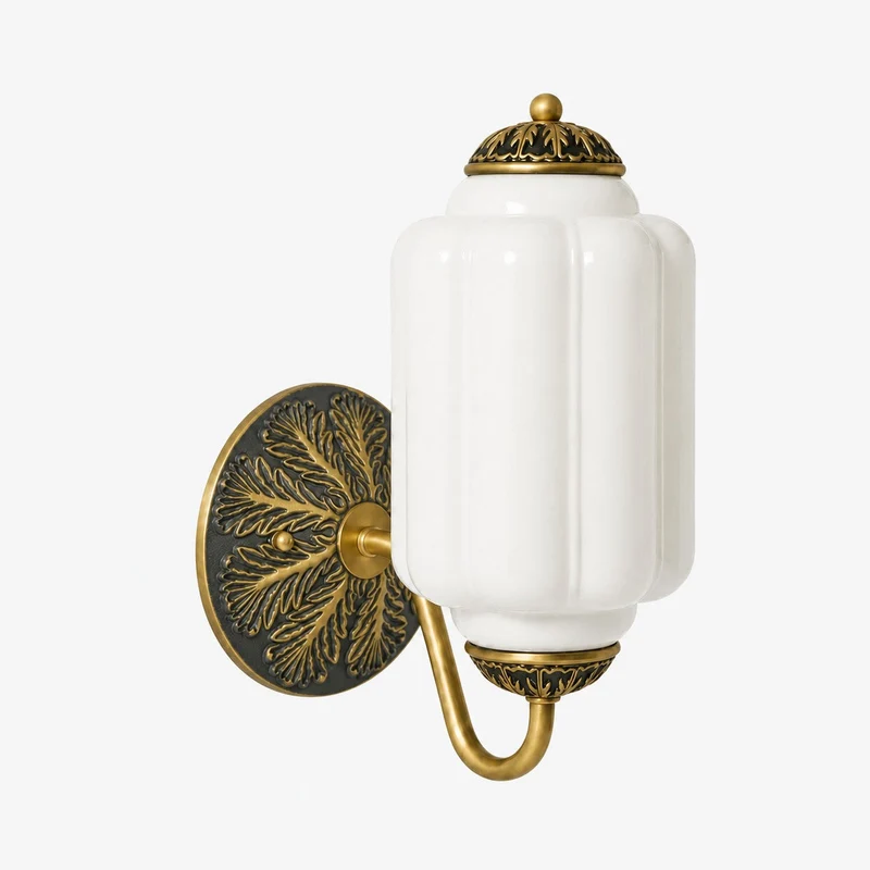 Melkglazen Wandlamp Eloise voor Hal en Slaapkamer | Vintage Wandverlichting met Melkwit Glas | Sansoti