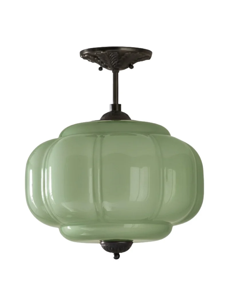 Vintage Melkglas Plafondlamp Geschulpt Rand Wit Roze Groen Blauw Helder Mat Glas Semi-Flush Hanglamp Messing Zwart Finish | Sansoti