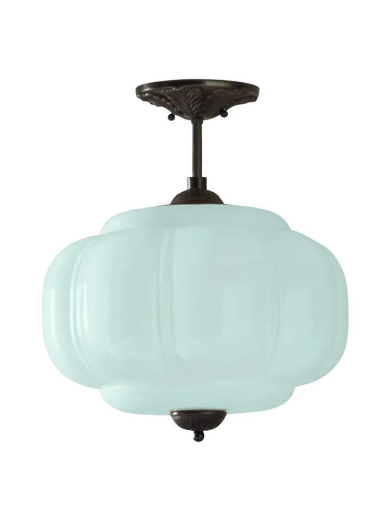 Vintage Melkglas Plafondlamp Geschulpt Rand Wit Roze Groen Blauw Helder Mat Glas Semi-Flush Hanglamp Messing Zwart Finish | Sansoti
