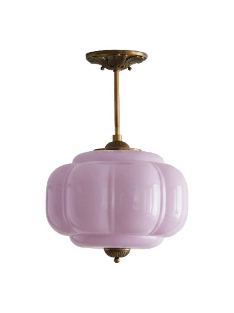 Vintage Melkglas Plafondlamp Geschulpt Rand Wit Roze Groen Blauw Helder Mat Glas Semi-Flush Hanglamp Messing Zwart Finish | Sansoti