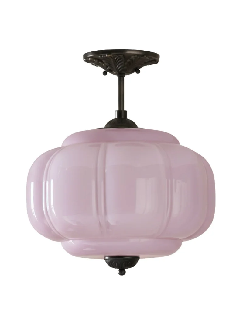 Vintage Melkglas Plafondlamp Geschulpt Rand Wit Roze Groen Blauw Helder Mat Glas Semi-Flush Hanglamp Messing Zwart Finish | Sansoti
