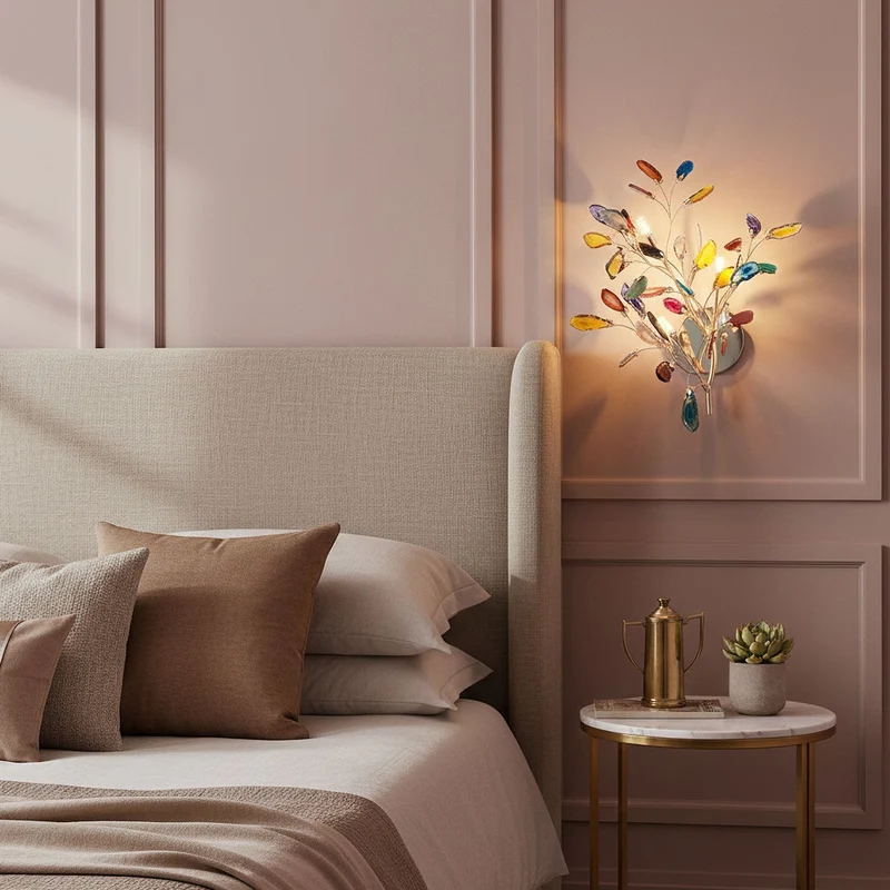Agaat Wandlamp Natuursteen Goud Messing Wandverlichting Modern Design voor Woonkamer Slaapkamer | Sansoti
