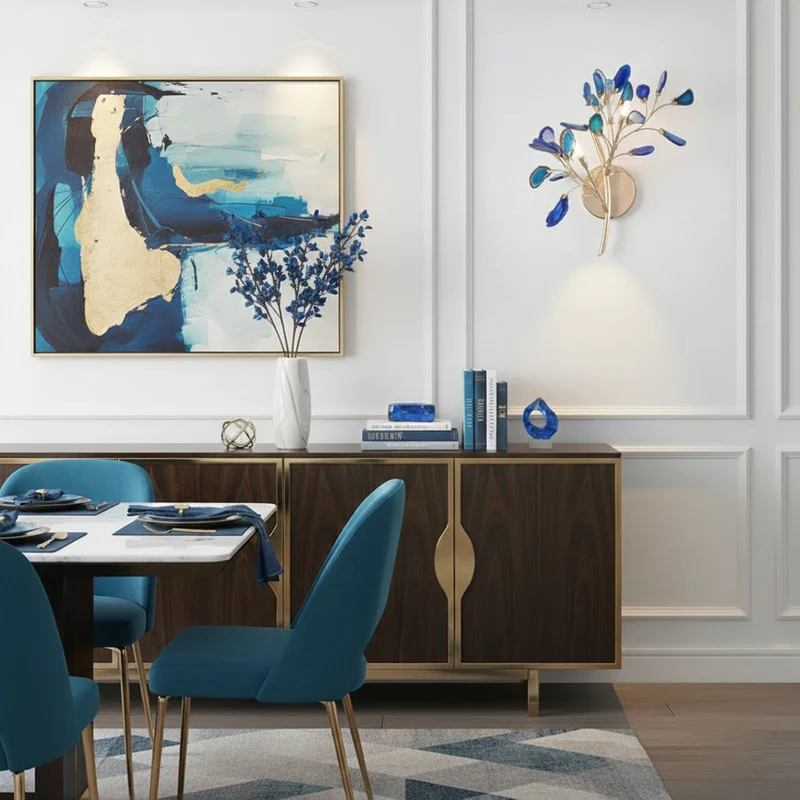 Agaat Wandlamp Natuursteen Goud Messing Wandverlichting Modern Design voor Woonkamer Slaapkamer | Sansoti