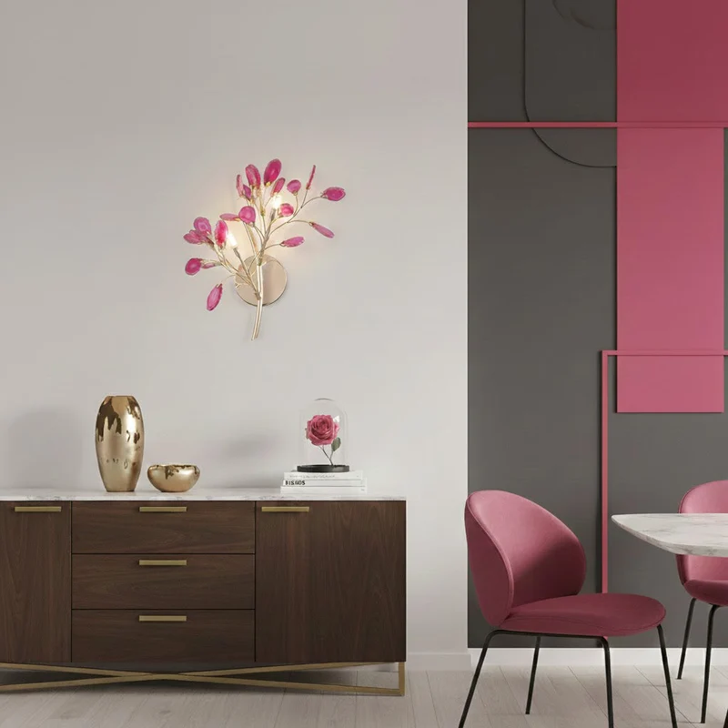 Agaat Wandlamp Natuursteen Goud Messing Wandverlichting Modern Design voor Woonkamer Slaapkamer | Sansoti