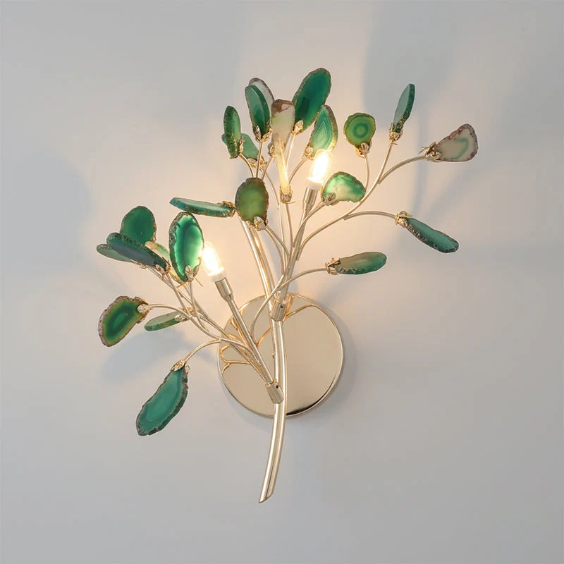 Agaat Wandlamp Natuursteen Goud Messing Wandverlichting Modern Design voor Woonkamer Slaapkamer | Sansoti