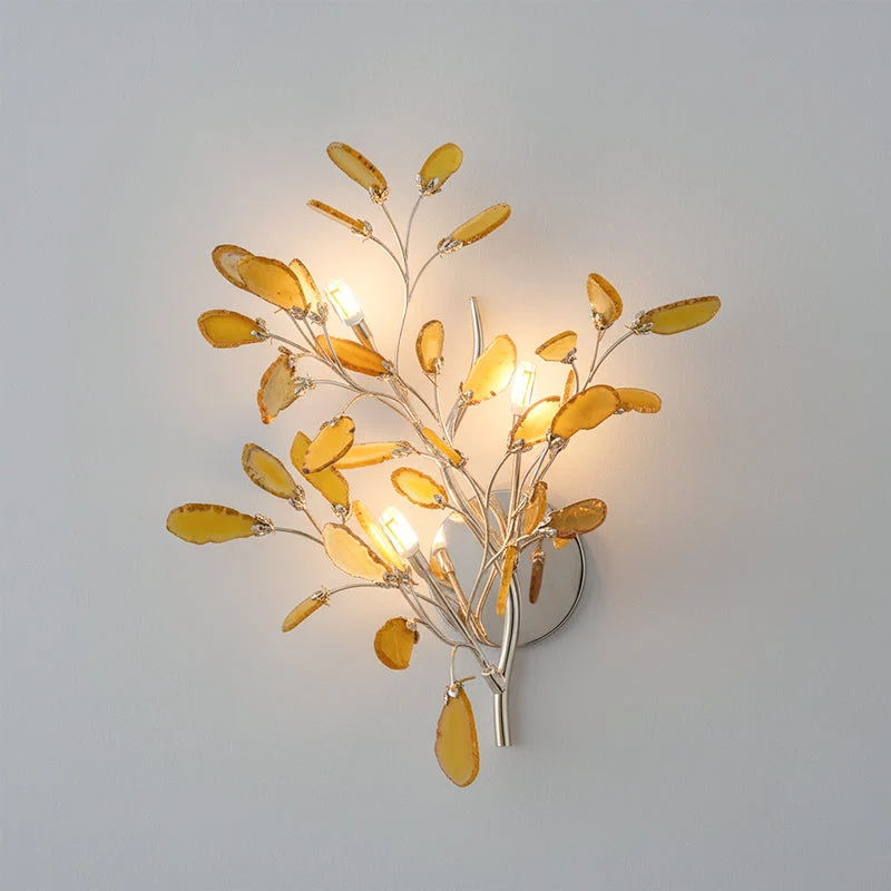 Agaat Wandlamp Natuursteen Goud Messing Wandverlichting Modern Design voor Woonkamer Slaapkamer | Sansoti