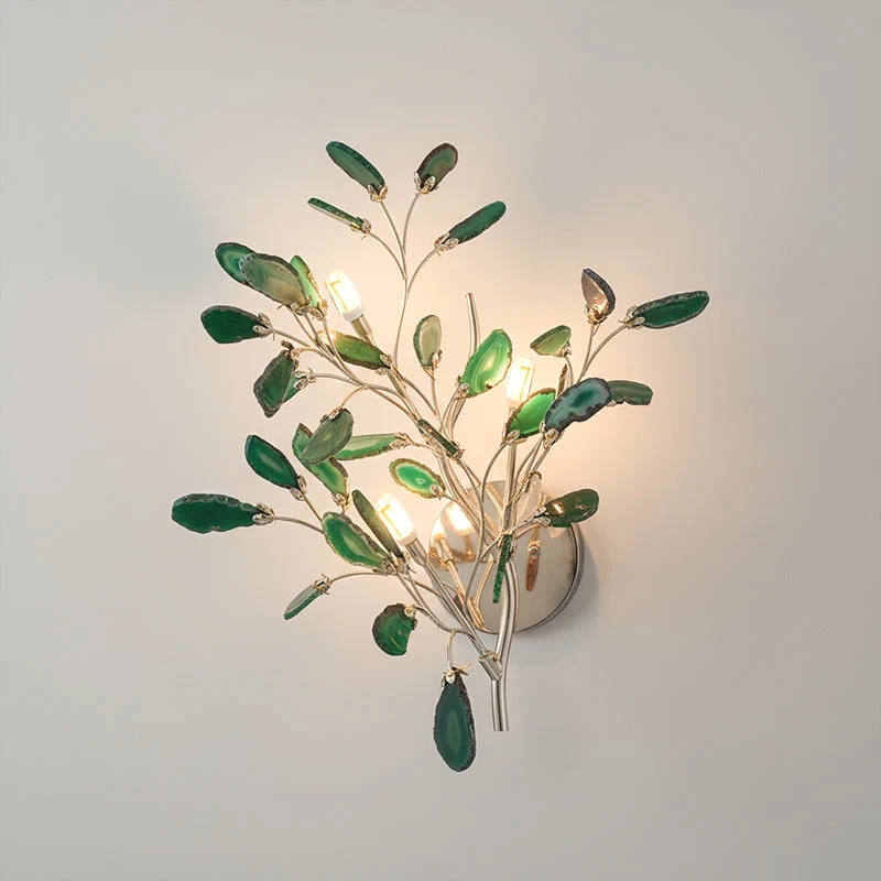 Agaat Wandlamp Natuursteen Goud Messing Wandverlichting Modern Design voor Woonkamer Slaapkamer | Sansoti