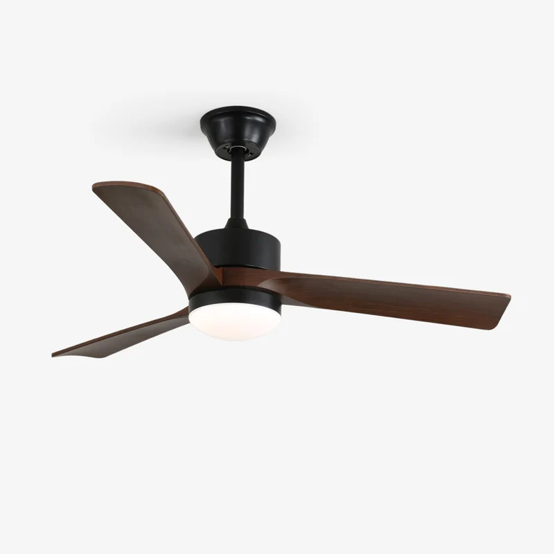Moderne Plafondventilator met Verlichting 132 cm Donkerbruin Notenhout – Dimbaar 6 Snelheden Stille Motor | Sansoti