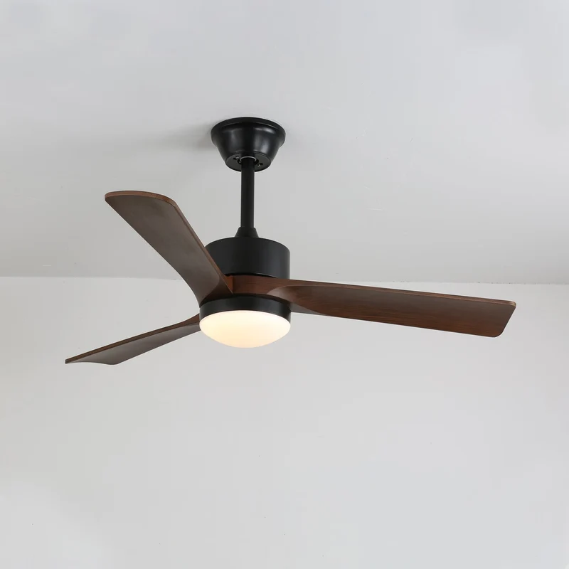 Moderne Plafondventilator met Verlichting 132 cm Donkerbruin Notenhout – Dimbaar 6 Snelheden Stille Motor | Sansoti